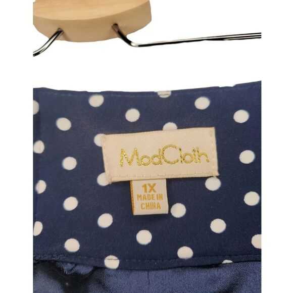 Modcloth Rockabilly Pin-up Navy Polkadot Swing Skirt Plus Size 1X - Picture 6 of 7